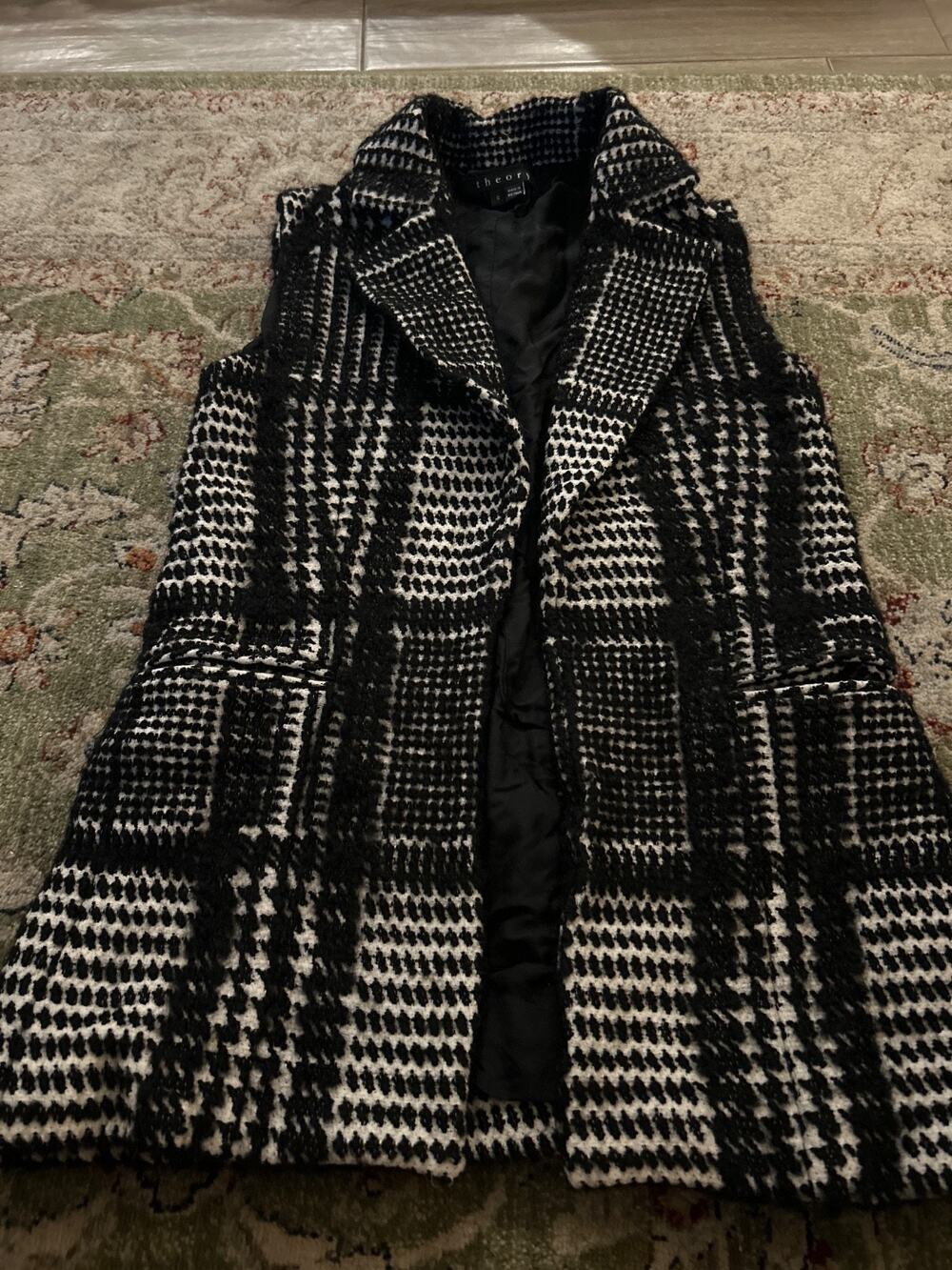 Theory - Virgin Wool Blend Houndstooth Tweed Vest Size 0